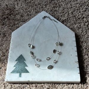 Silver Multi-Strand Oval Accent Necklace